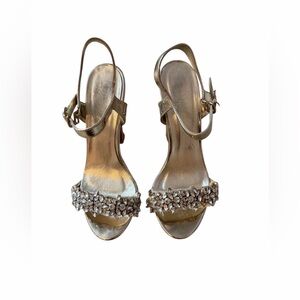 Gold Embellished Women's Slingback Sandals